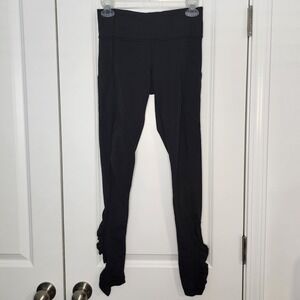 Lululemon Leggings Ruffle Hem Athletic Yoga Pants with Pockets Black Size 4